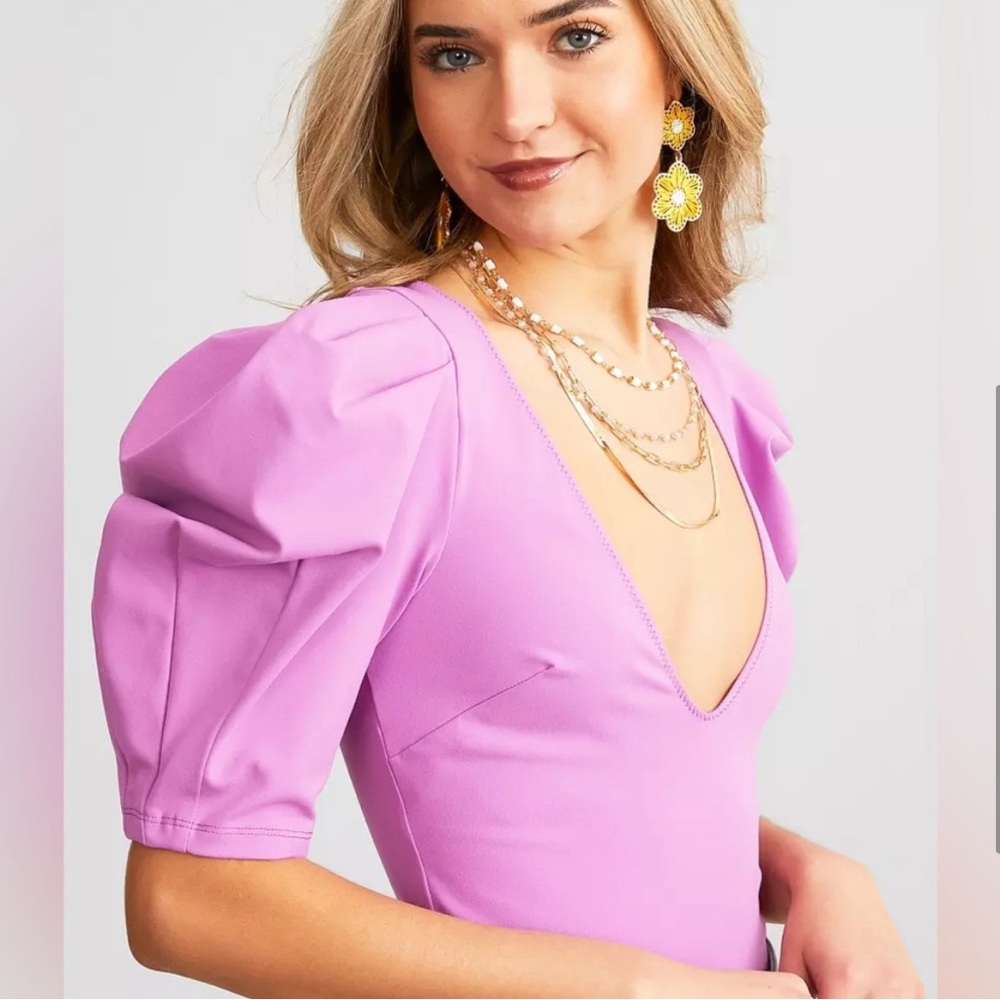 Free People‎ Va Va Voop Bodysuit in Wildberry Purple. - Picture 4 of 11